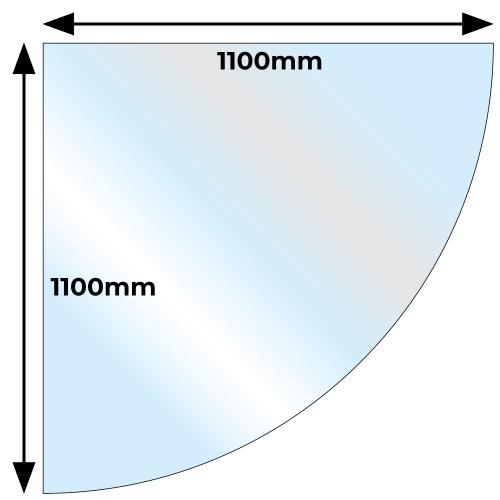 Glass Hearth Quarter Circle- 12mm x 1100mm x 1100mm CLEAR
