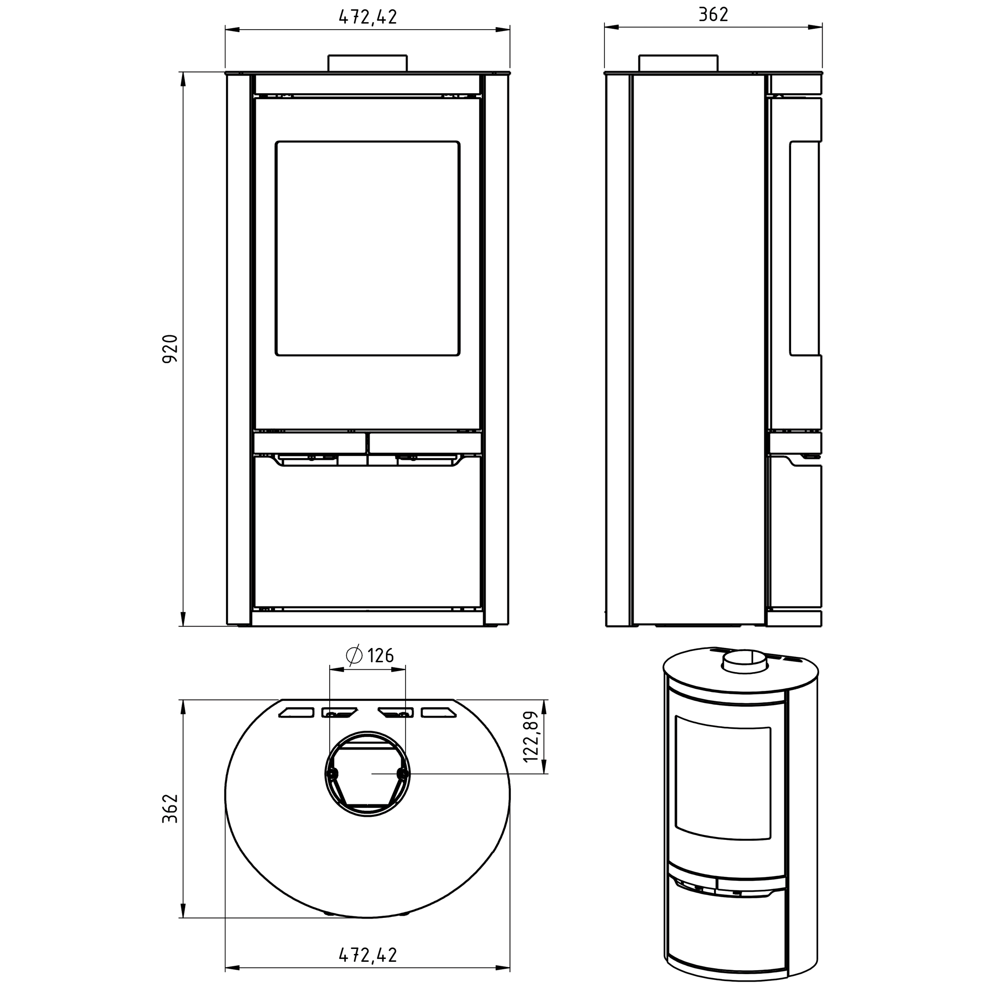 Ovale Low 5 kW + Door Wood-Burning Stove - Image 4