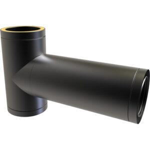 Long 90&deg; Tee (450mm) - &Oslash; 150 /  Twin Wall Black Matt
