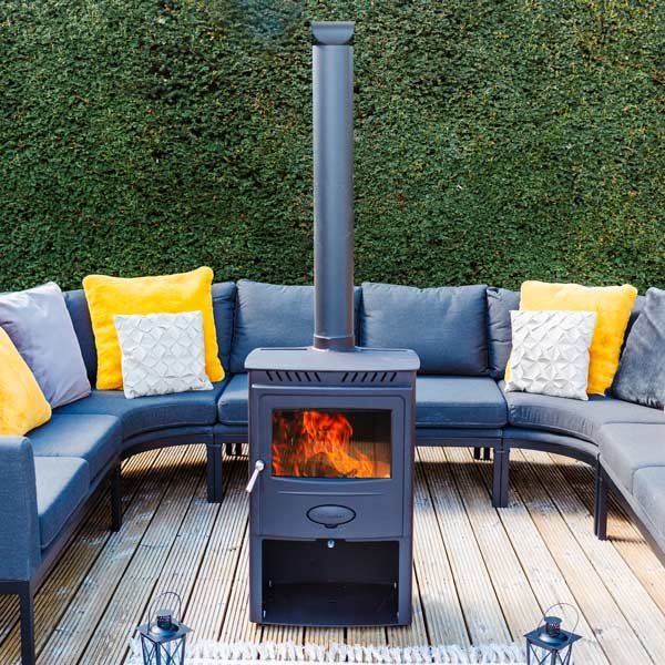 Arada Versatile Garden Heater with Classic Stove Styling and Outdoor Cooking