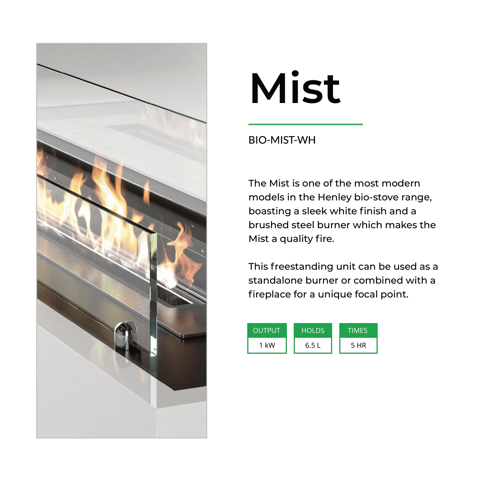 Mist Henley Bioethanol Stove Eco Burner 6,5 liters/ 1kW - Image 3