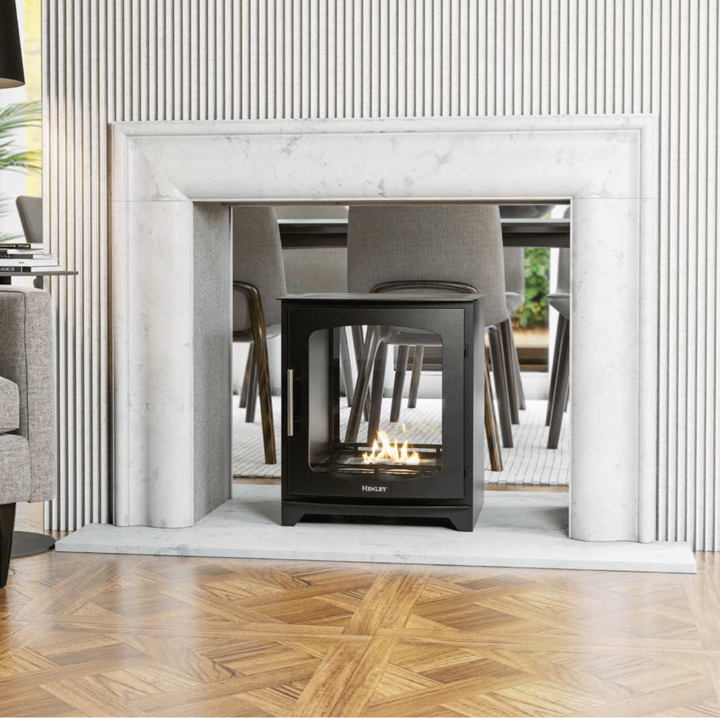 Hazelwood Double-Sided Bio Fireplace – Dual Ambiance Without Chimney or Flue