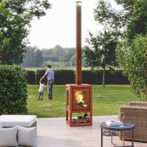 Thor D12 Outdoor Wood Stove | 12kW Cube-Shaped Elegance/ 4 Glass Panels