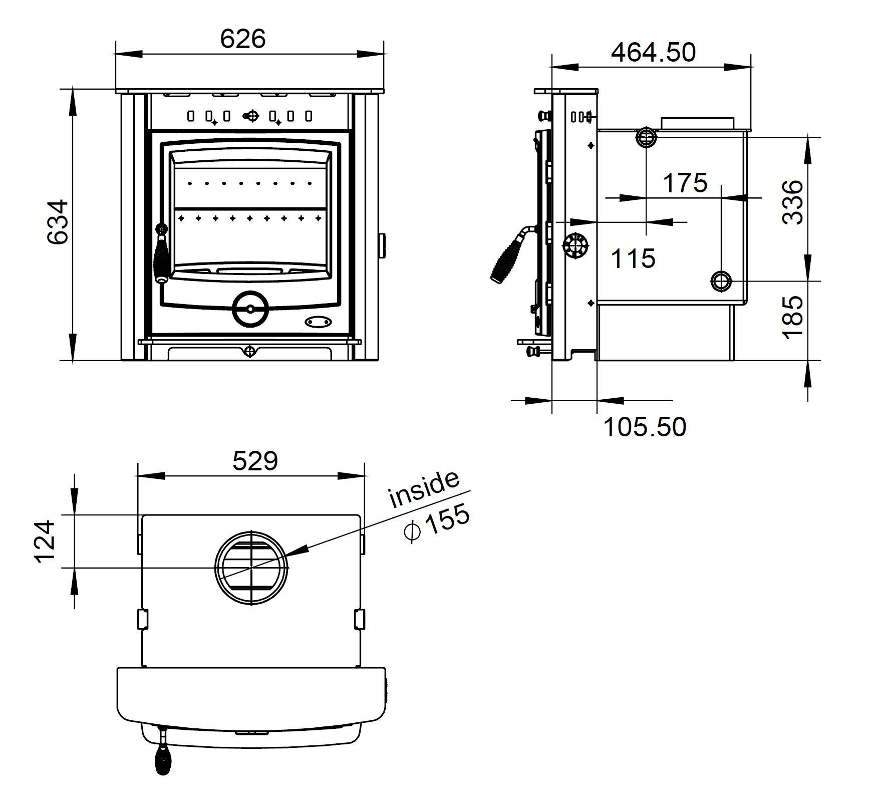 Achill 17.5kW Multi-Fuel Insert Boiler Stove | DEFRA, External Air Supply - Image 3