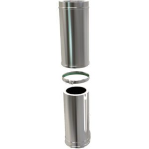 Adjustable Pipe 500-880mm Ø 125 – Chimney Flue with Ceramic Insulation
