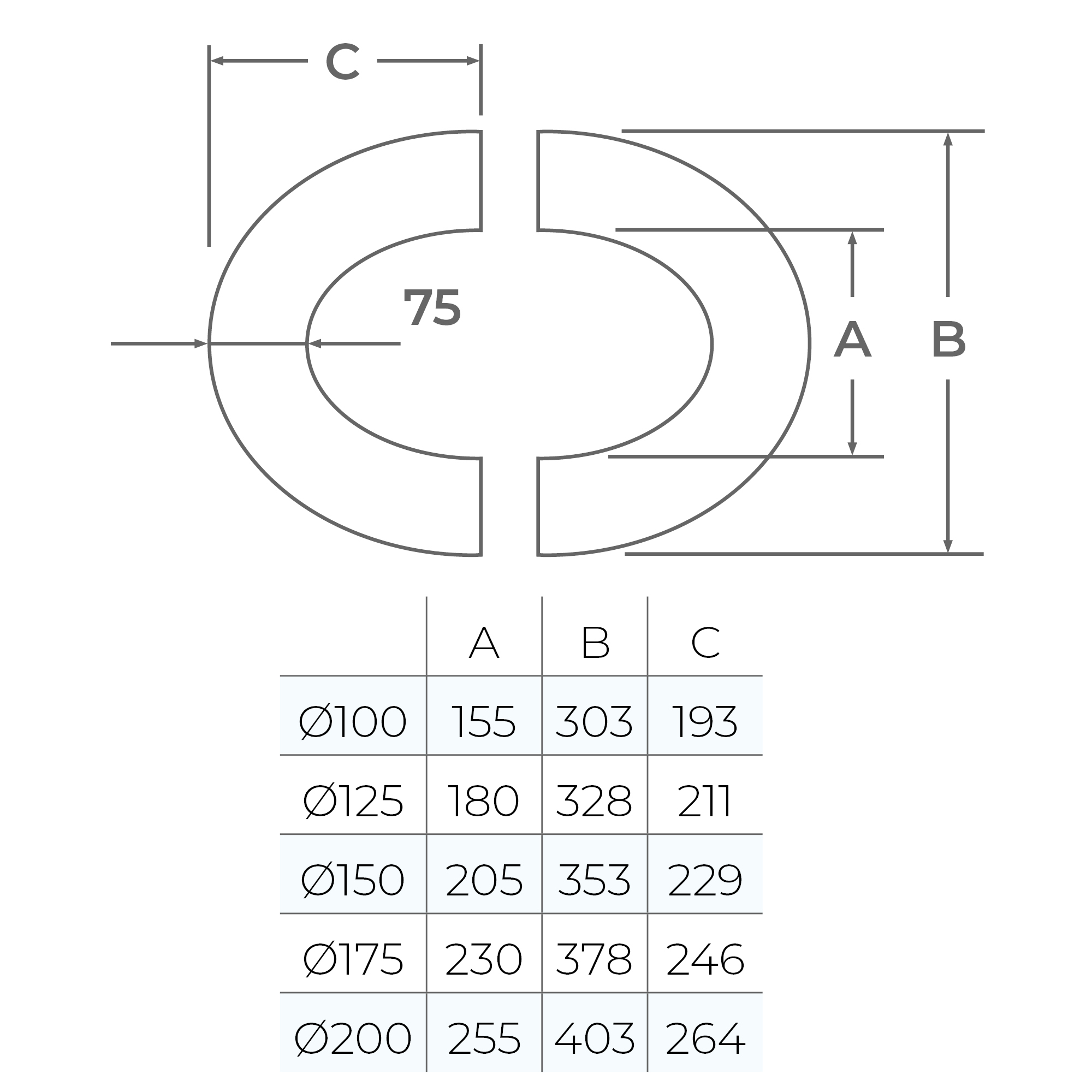 2-Piece Fixed Finishing Plate 45° Ø 150 | 75mm Wide - Image 3
