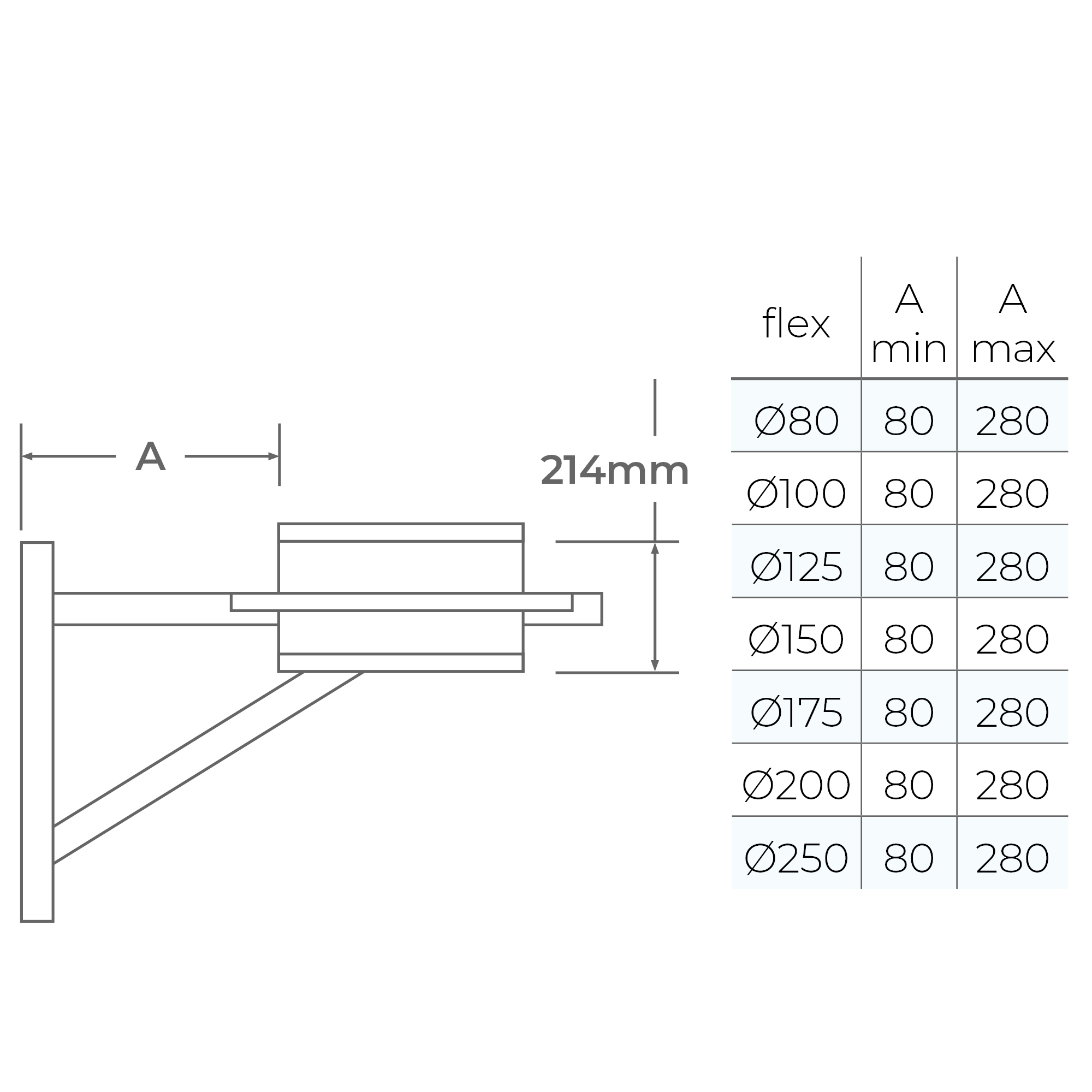 Adjustable Base Support 80-280mm Ø 150 - Vertical Chimney Support - Image 3