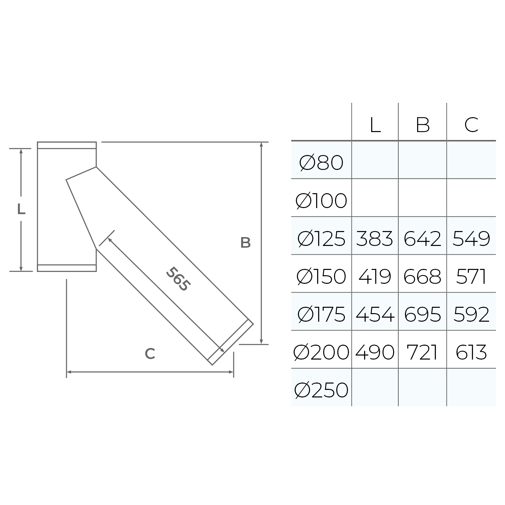 Long 135° Tee - Ø 125 (5inch) / Twin Wall Silver - Image 3