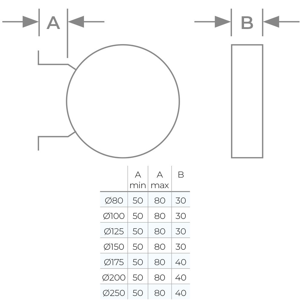 Wall Support 50mm-80mm Ø 150 - Adjustable Chimney Flue Bracket - Image 3