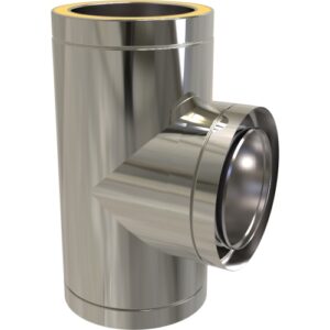 90&deg; Tee - &Oslash; 125 (5inch) /  Twin Wall Silver