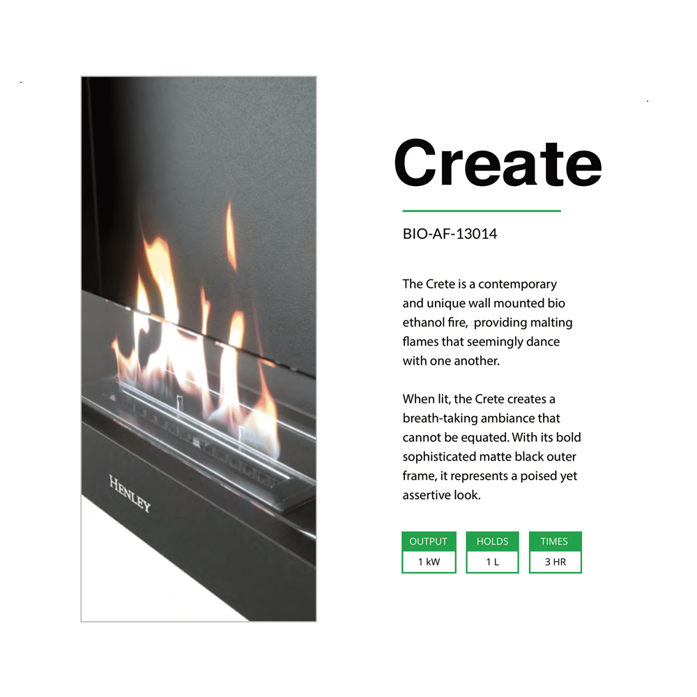 Crete Henley Bioethanol Wall Mounted Stove 1 liter/ 1kW - Image 3
