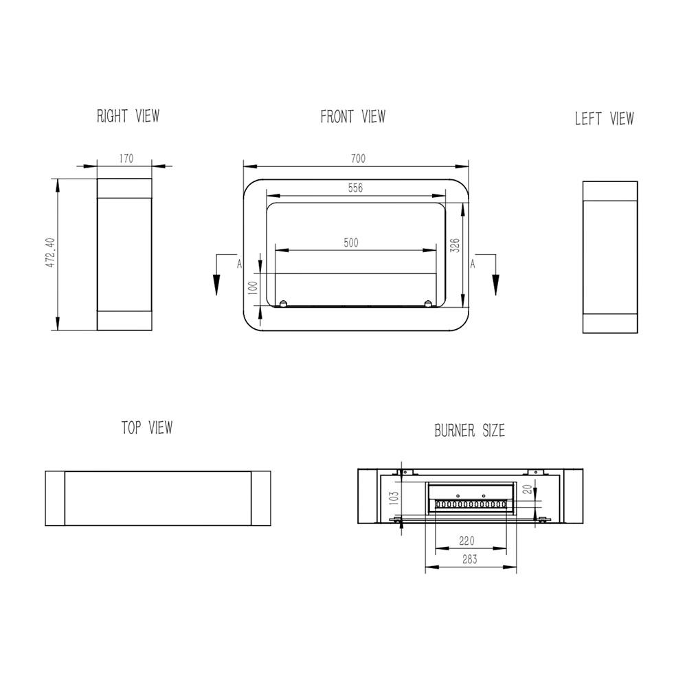 Crete Henley Bioethanol Wall Mounted Stove 1 liter/ 1kW - Image 4