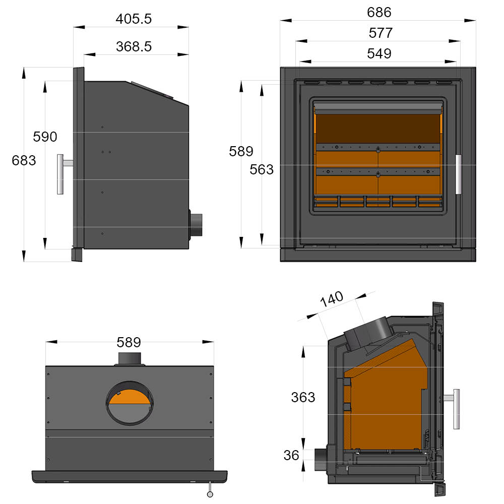 Coniston Large Multifuel Inset Stove 8kW ECODesign - Image 5