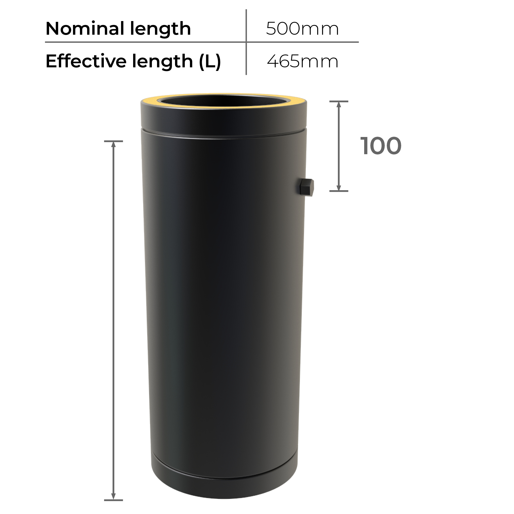 Testing Length 500mm Ø 150 / 6inch / Twin Wall Black Matt - Image 3
