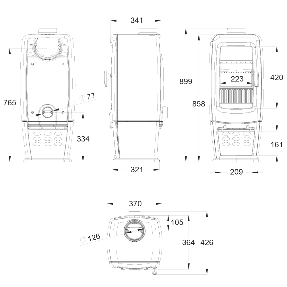 FirePod Tall Stove 5kW Cast Iron Wood Burner - Image 4
