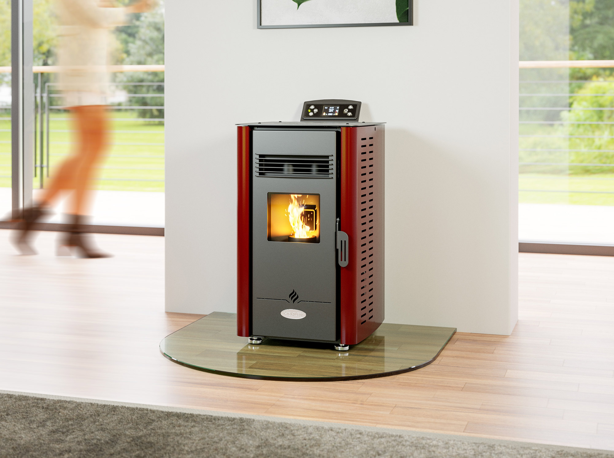 Elm Eco 4 Pellet Stove 4kW RED - Henley - Image 2
