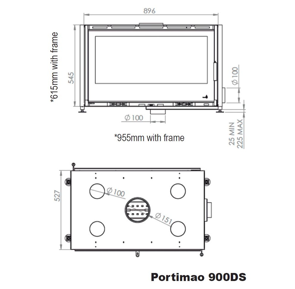 Portimao 900 Double Side Wood Burning (Eco)- Stove 8kW - Image 3