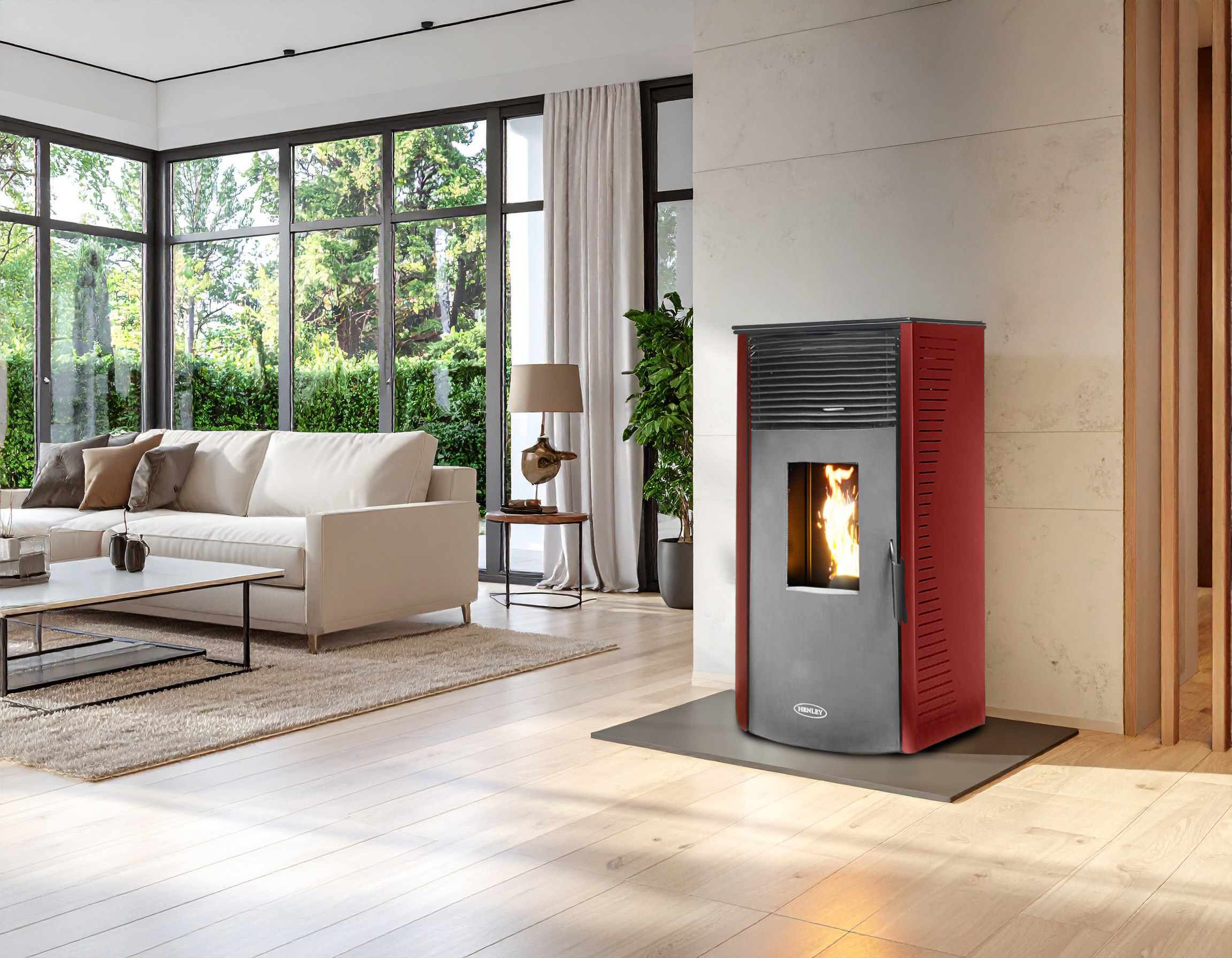Elm Eco 12 Pellet Stove 12kW RED - Henley - Image 2