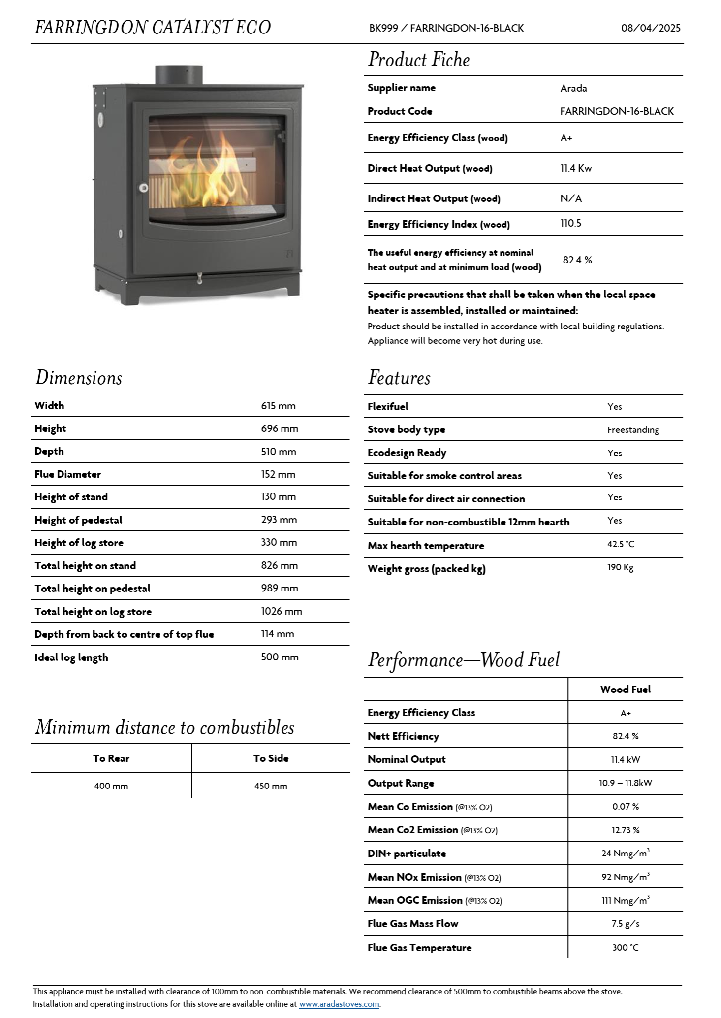 Arada Farringdon Catalyst Eco 11,4 kW Wood Burning - Image 6