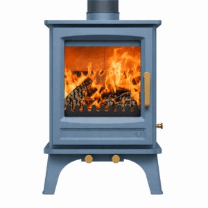 ECOSY Cool Blue Elk Brass 5kW Woodburning / Multi-Fuel Stove