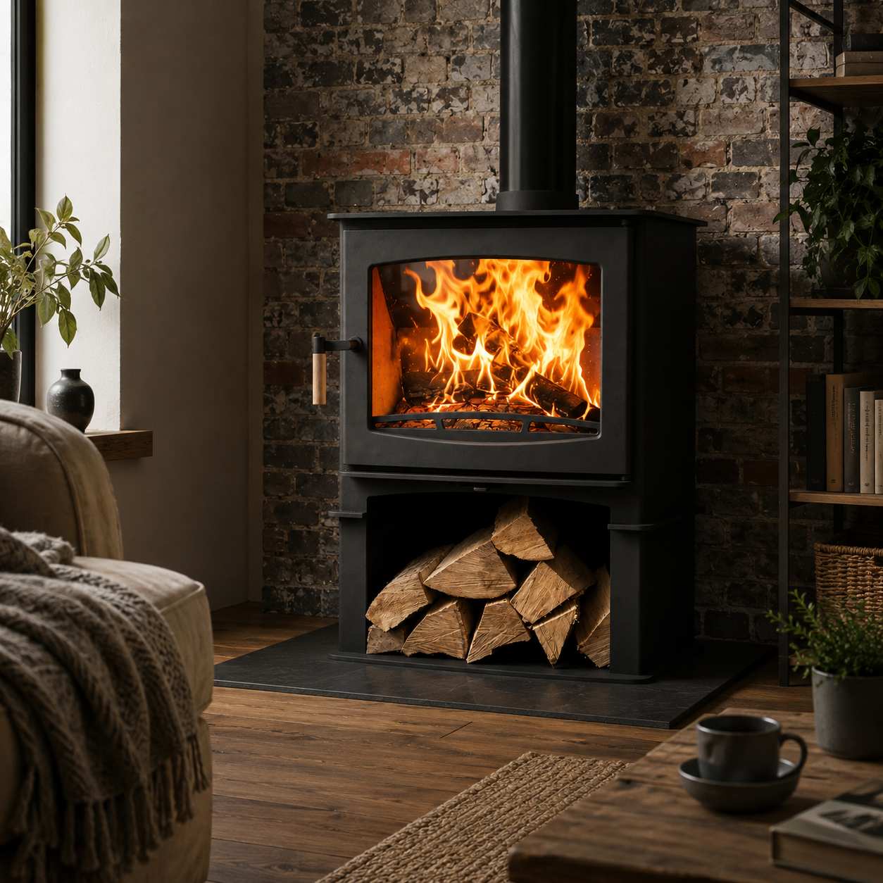 ECOSY Panoramic 9 With Log Box 7kW Multi-Fuel Stove – DEFRA - Image 3