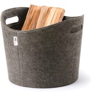 Felt Firewood Basket &ndash; Grey Log Basket &Oslash;39cm x H31cm