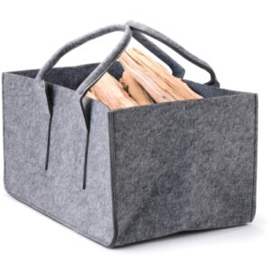 Felt Firewood Carry Bag &ndash; Grey Log Carrier 50 x 34 x 27cm