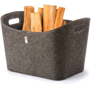 Felt Firewood Basket &ndash; Grey Log Basket 53 x 44 x 36cm