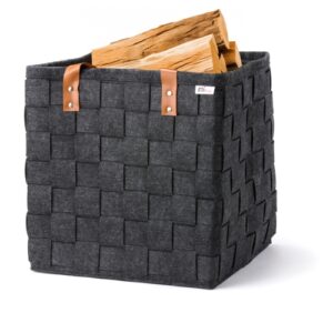 Storage Felt Basket &ndash; Woven Grey Felt Storage Basket 35 x 35 x 35cm