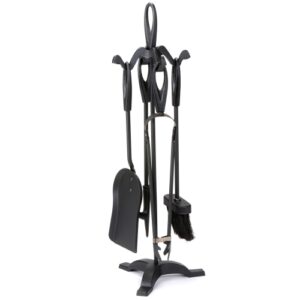 5 Piece Fireplace Tool Set &ndash; Classic Black Fireside Companion Set 61cm