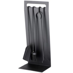 4 Piece Fireplace Tool Set &ndash; Modern Black Fireside Companion Set 61cm