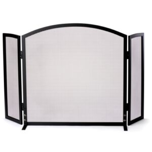3 Panel Fire Screen &ndash; Black Folding Fireplace Screen 98 x 60cm
