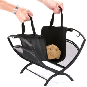 Log Holder Black L17 &ndash; Modern Folding Firewood Storage Rack