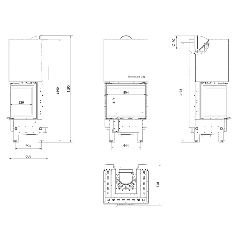 KRATKI REGNOR 600/400 Wood Burner Inset 7 kW – Three-Sided Glass - Image 4