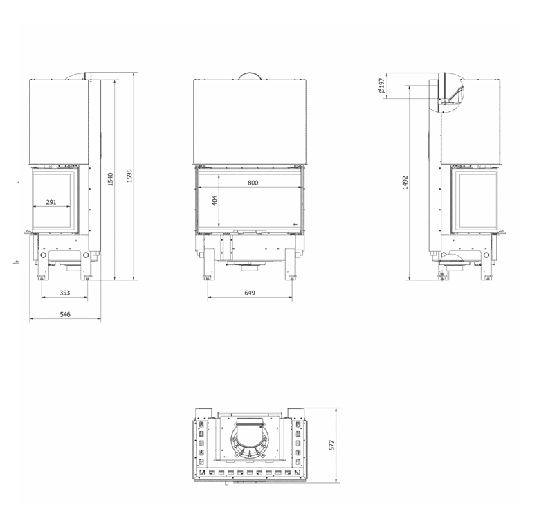 KRATKI REGNOR 800/400 Wood Burner Inset 8 kW – Three-Sided Glass - Image 4