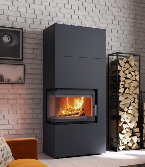KRATKI SIMPLE EASY BOX BLACK 8 kW Left – Three-Sided Glass - Image 3