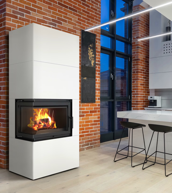 KRATKI SIMPLE EASY BOX BIANCO 8 kW Left – Three-Sided Glass - Image 3