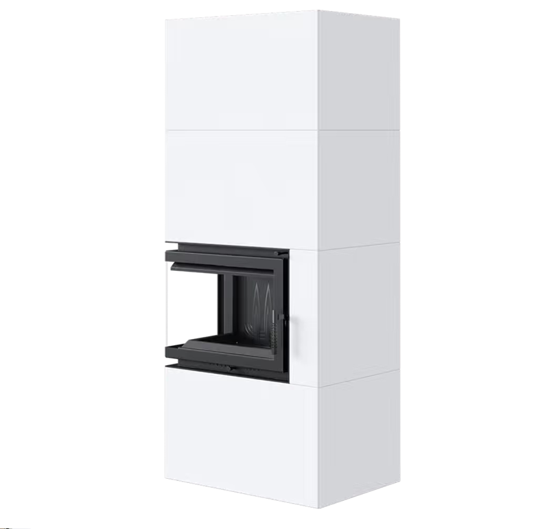 KRATKI SIMPLE EASY BOX BIANCO 8 kW Left – Three-Sided Glass - Image 4