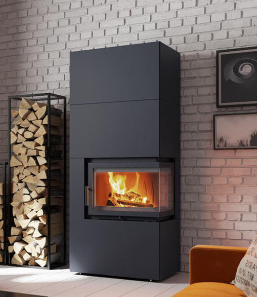 KRATKI SIMPLE EASY BOX BLACK 8 kW Right – Three-Sided Glass - Image 3