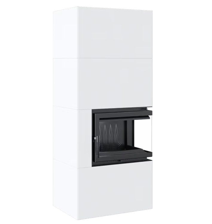 KRATKI SIMPLE EASY BOX BIANCO 8 kW Right – Three-Sided Glass - Image 4