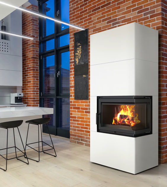 KRATKI SIMPLE EASY BOX BIANCO 8 kW Right – Three-Sided Glass - Image 3