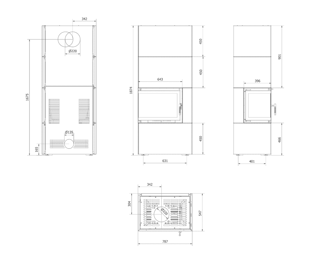 KRATKI SIMPLE EASY BOX BIANCO 8 kW Left – Three-Sided Glass - Image 7
