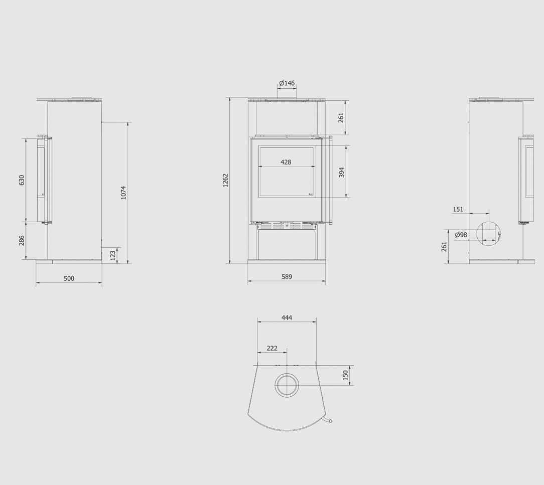 KRATKI TOFA Wood Burning Stove 8 kW black thermotec - Image 5